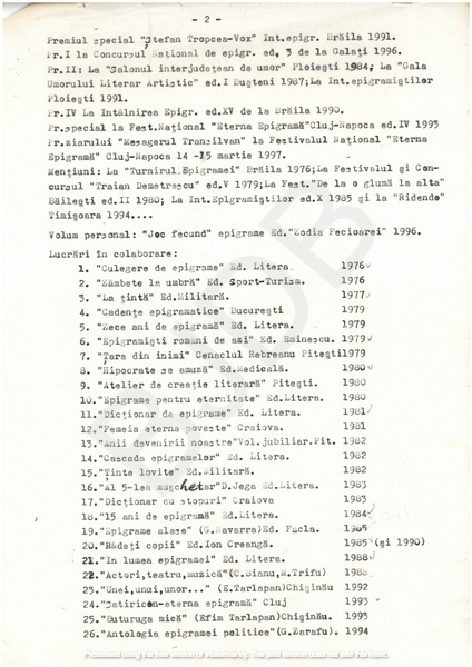 M-1310-2 - Fisa de scriitor PETRESCU M. NICOLAE
